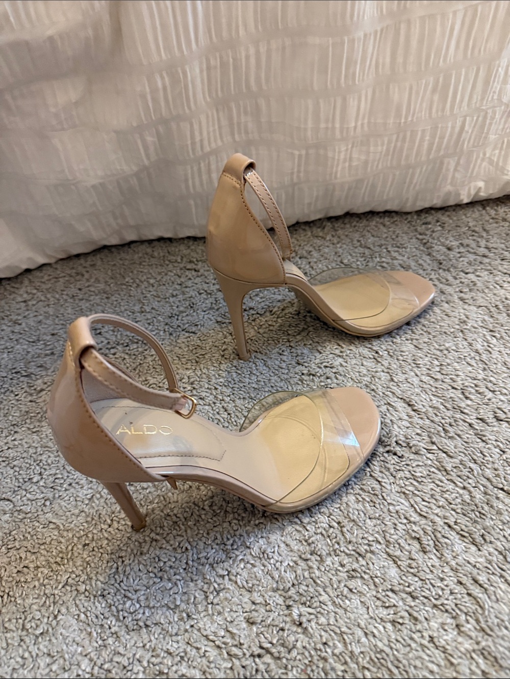 ALDO Nude Patent & Clear Strap High Heel Sandals - Picture 2 of 3